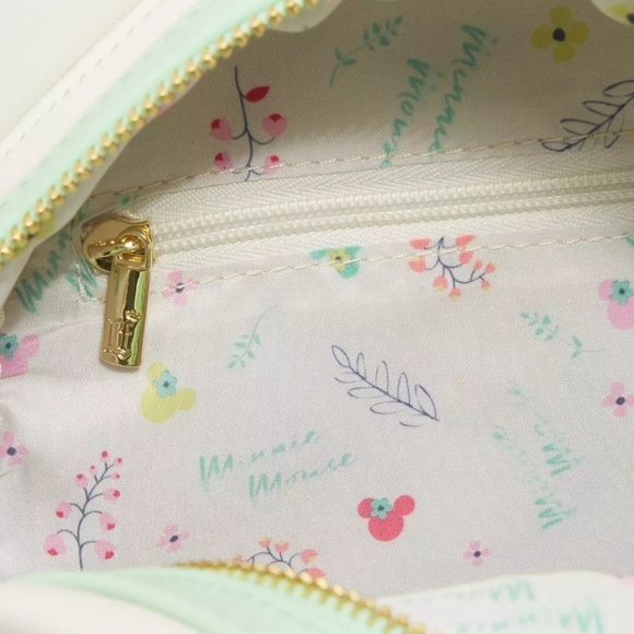 Loungefly Disney Minnie Mouse Pressed Flower Bow Backpack Green White main image 8